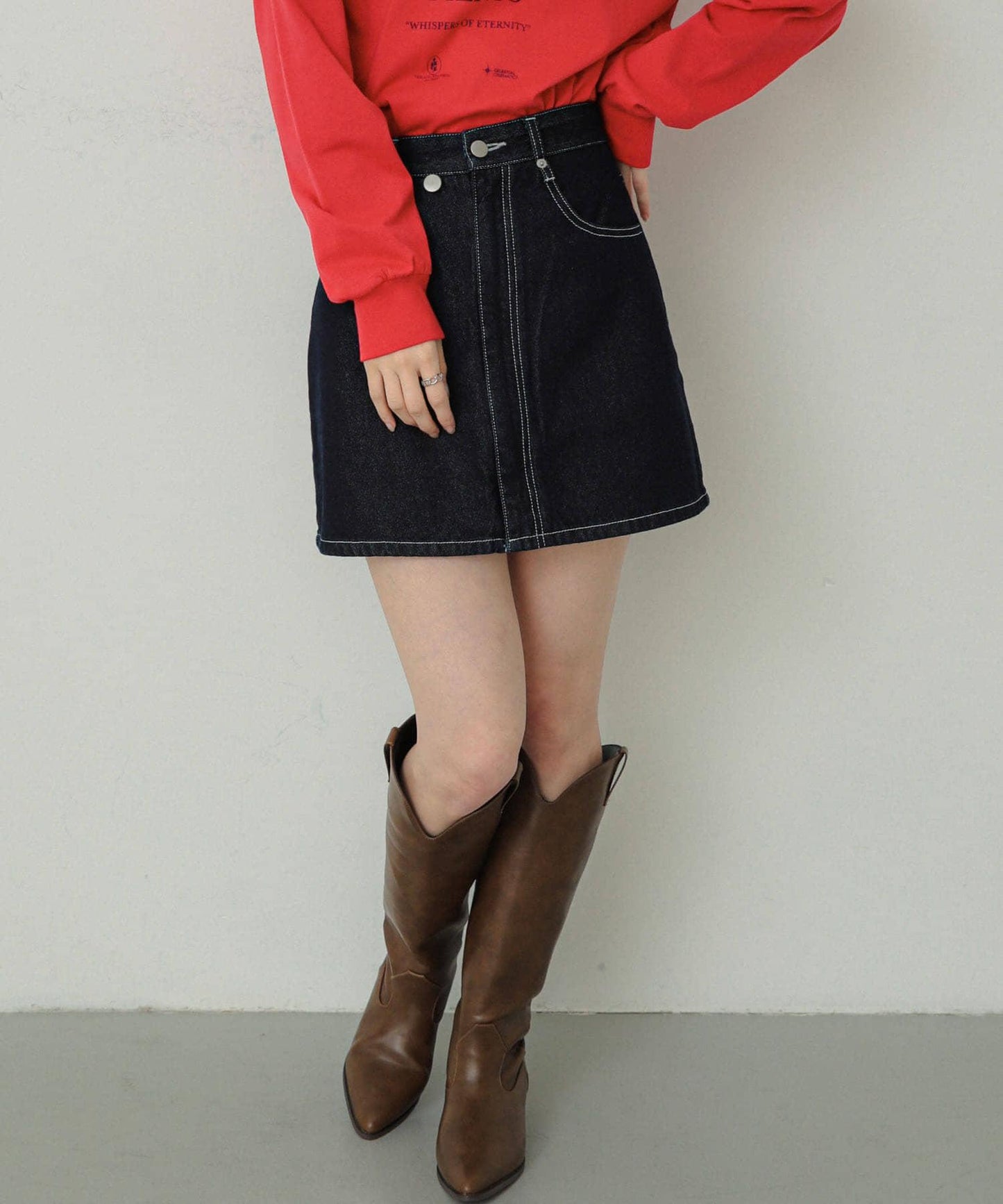 刺繡牛仔迷你裙