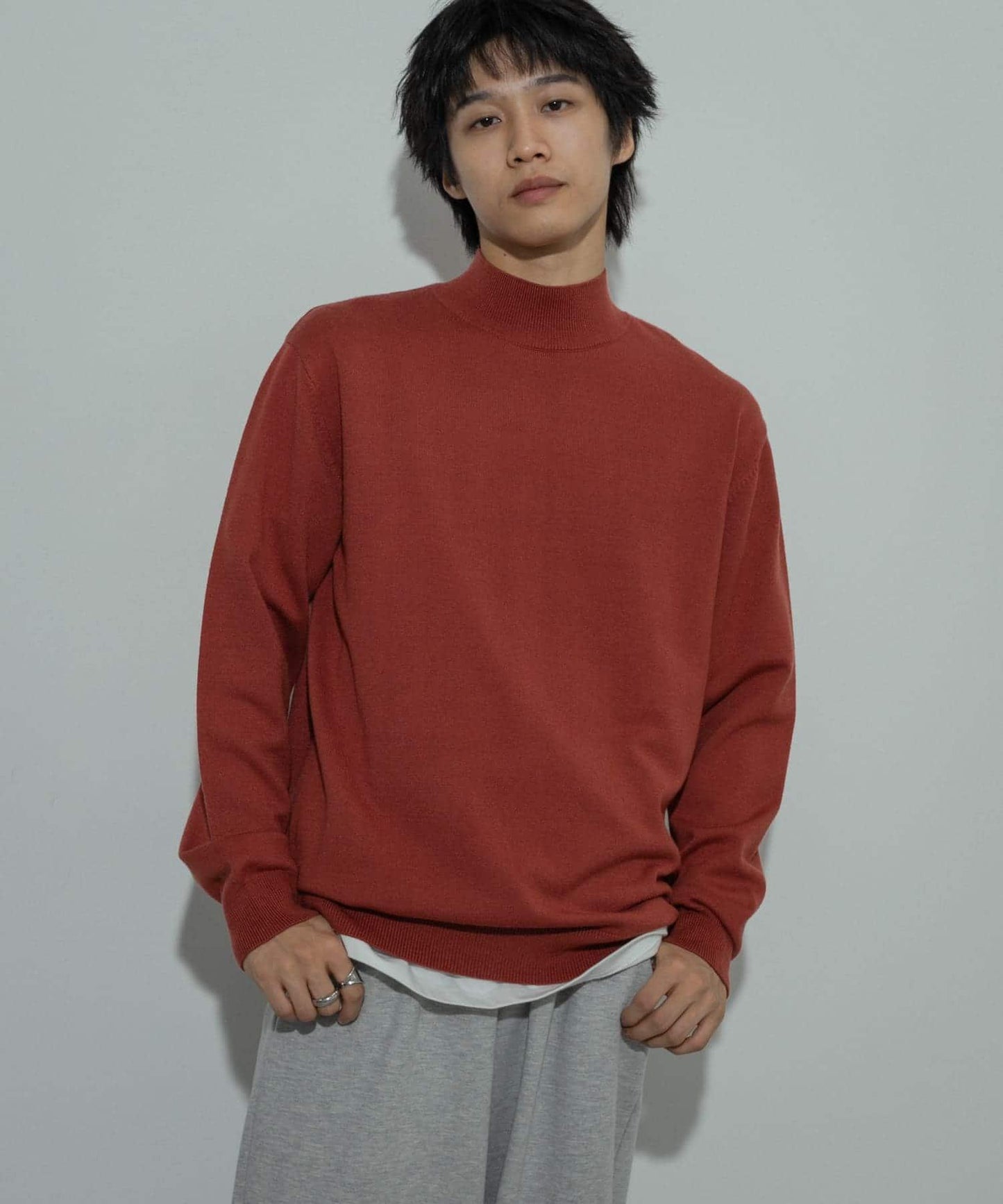 男女同款 可水洗 彈力高領針織衫