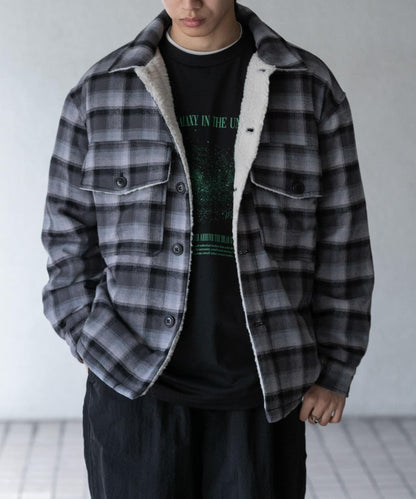 漸變格紋羊羔絨夾克