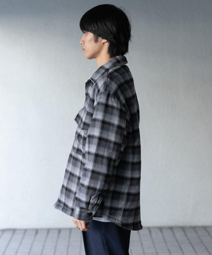 漸變格紋羊羔絨夾克