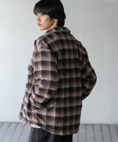 漸變格紋羊羔絨夾克