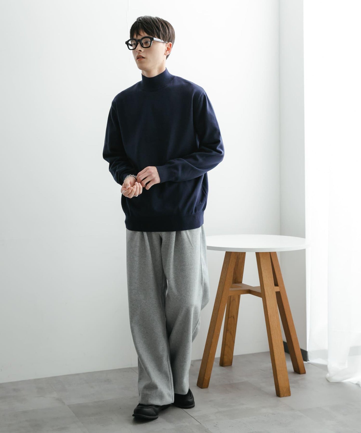 男女同款 可水洗 彈力高領針織衫