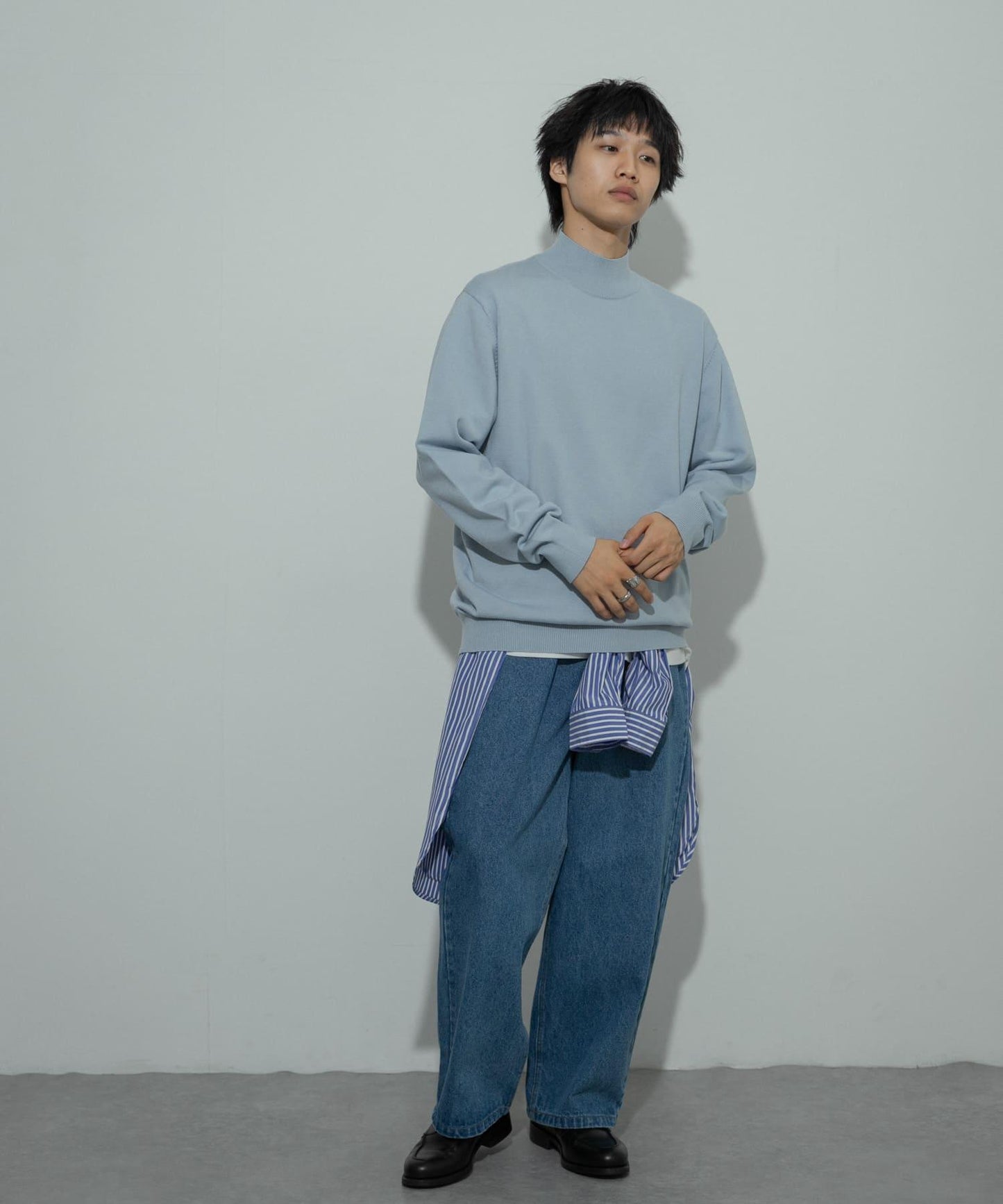 男女同款 可水洗 彈力高領針織衫