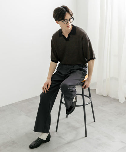 男女同款 可水洗 拼色開領針織衫