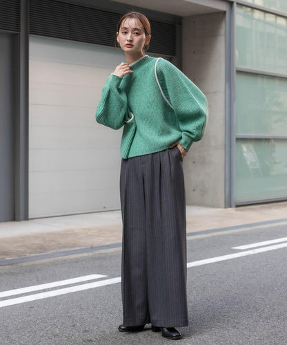 TALL尺碼/官網限定 羊毛感雙褶寬腿褲
