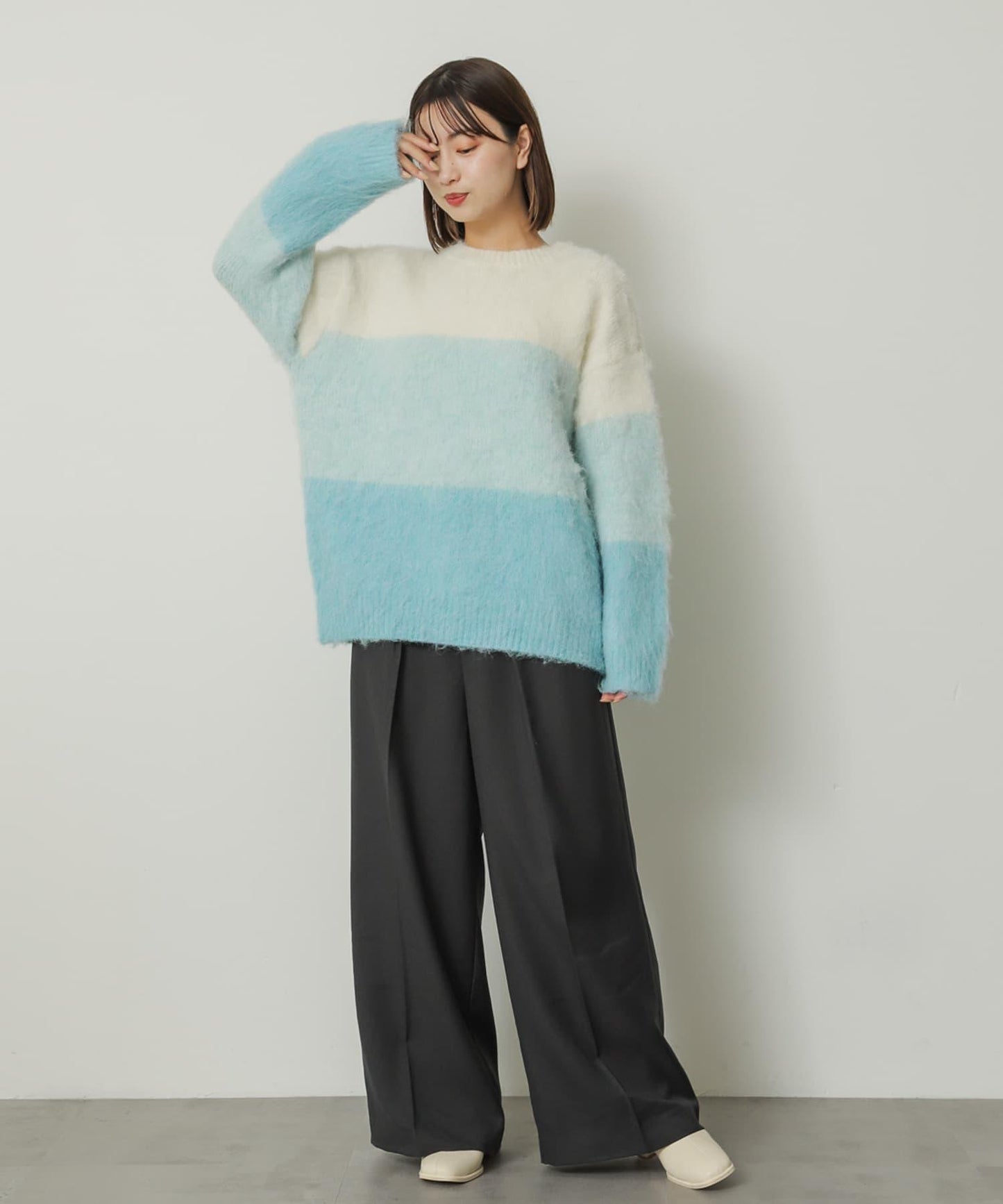 TALL尺碼/官網限定 羊毛感雙褶寬腿褲
