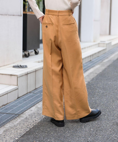 TALL尺碼/官網限定 羊毛感雙褶寬腿褲
