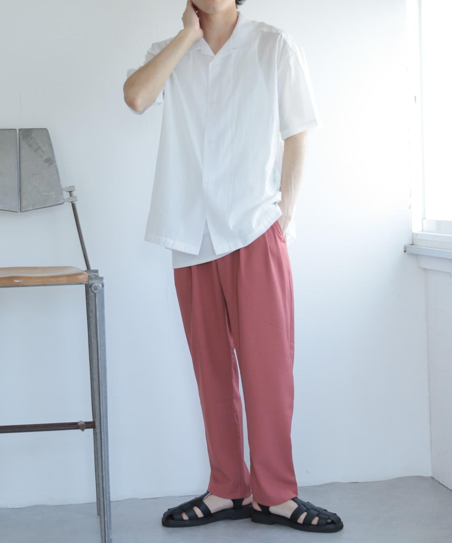 透視香檳色開領襯衫