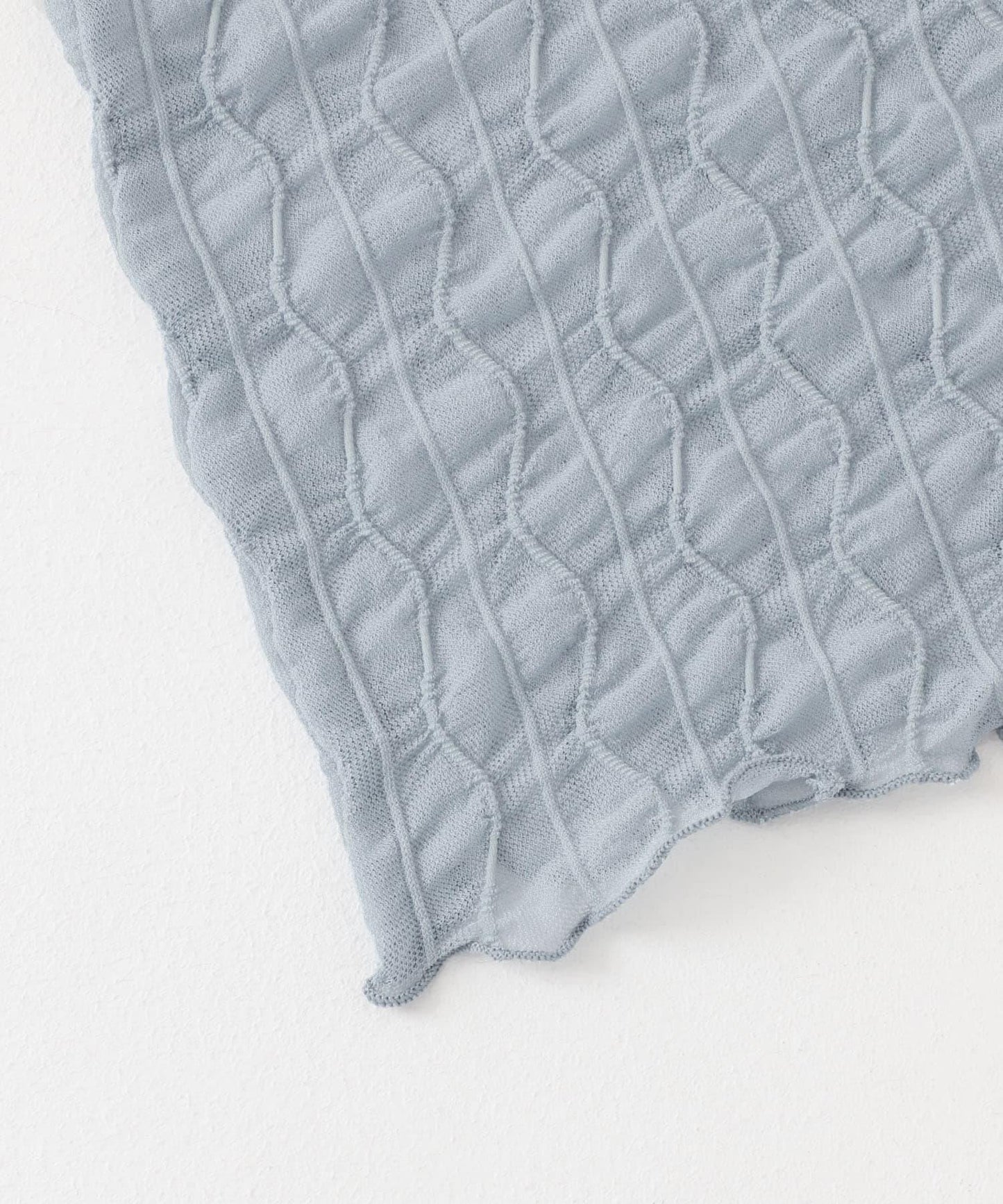波浪紋透視上衣（五分袖）