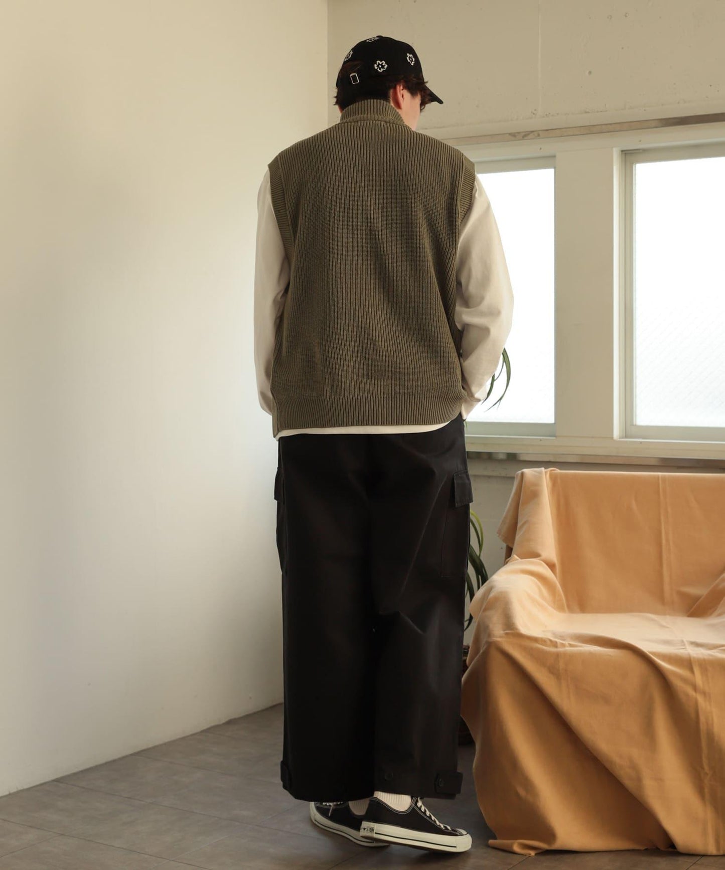 水洗工裝寬鬆長褲