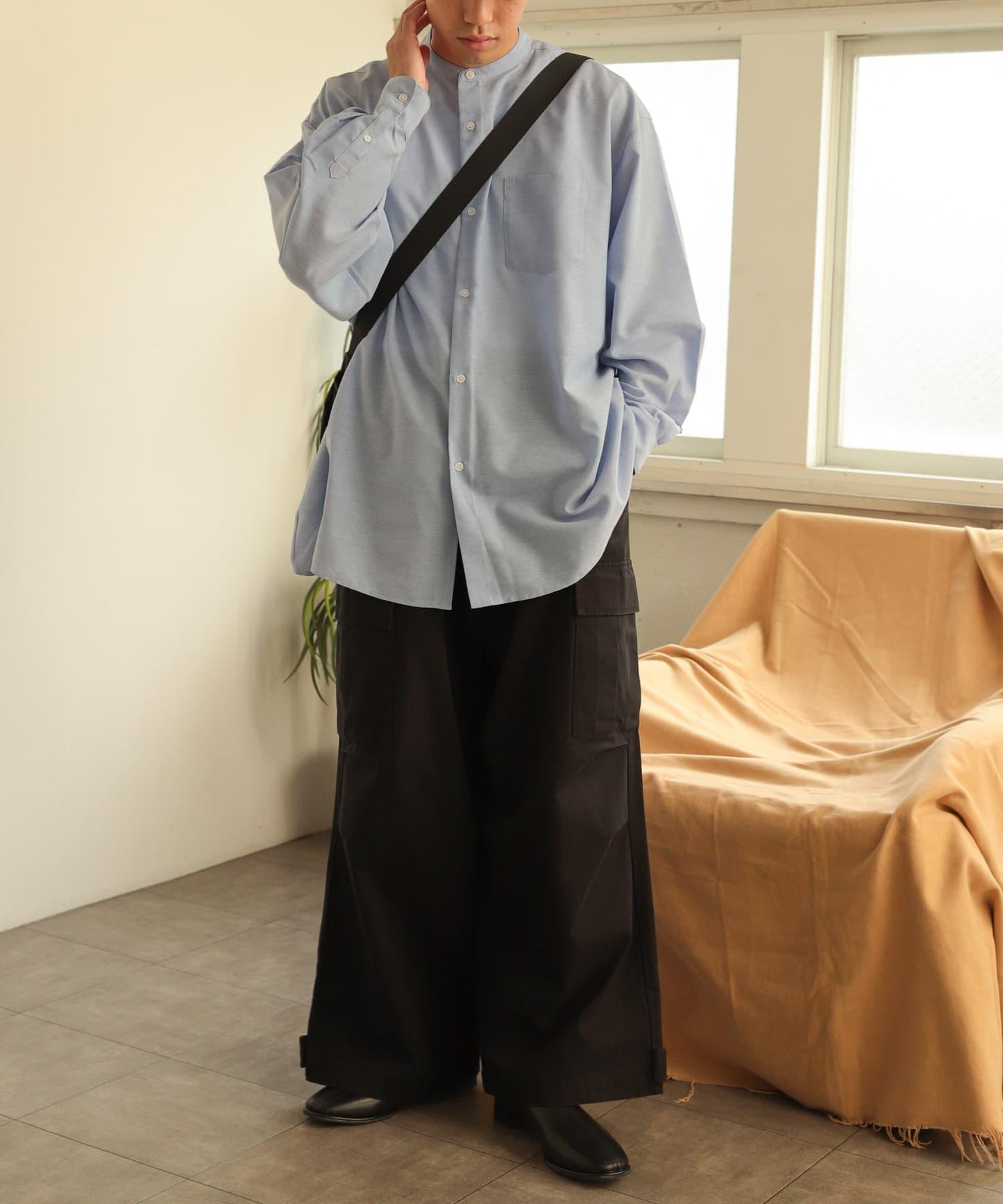 水洗工裝寬鬆長褲