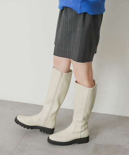 厚底長筒靴