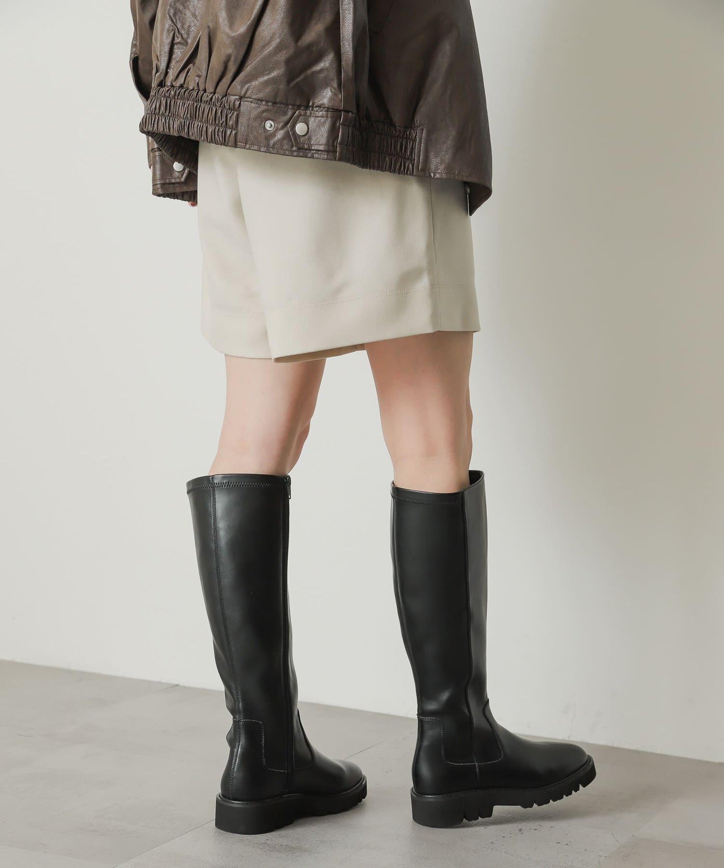 厚底長筒靴
