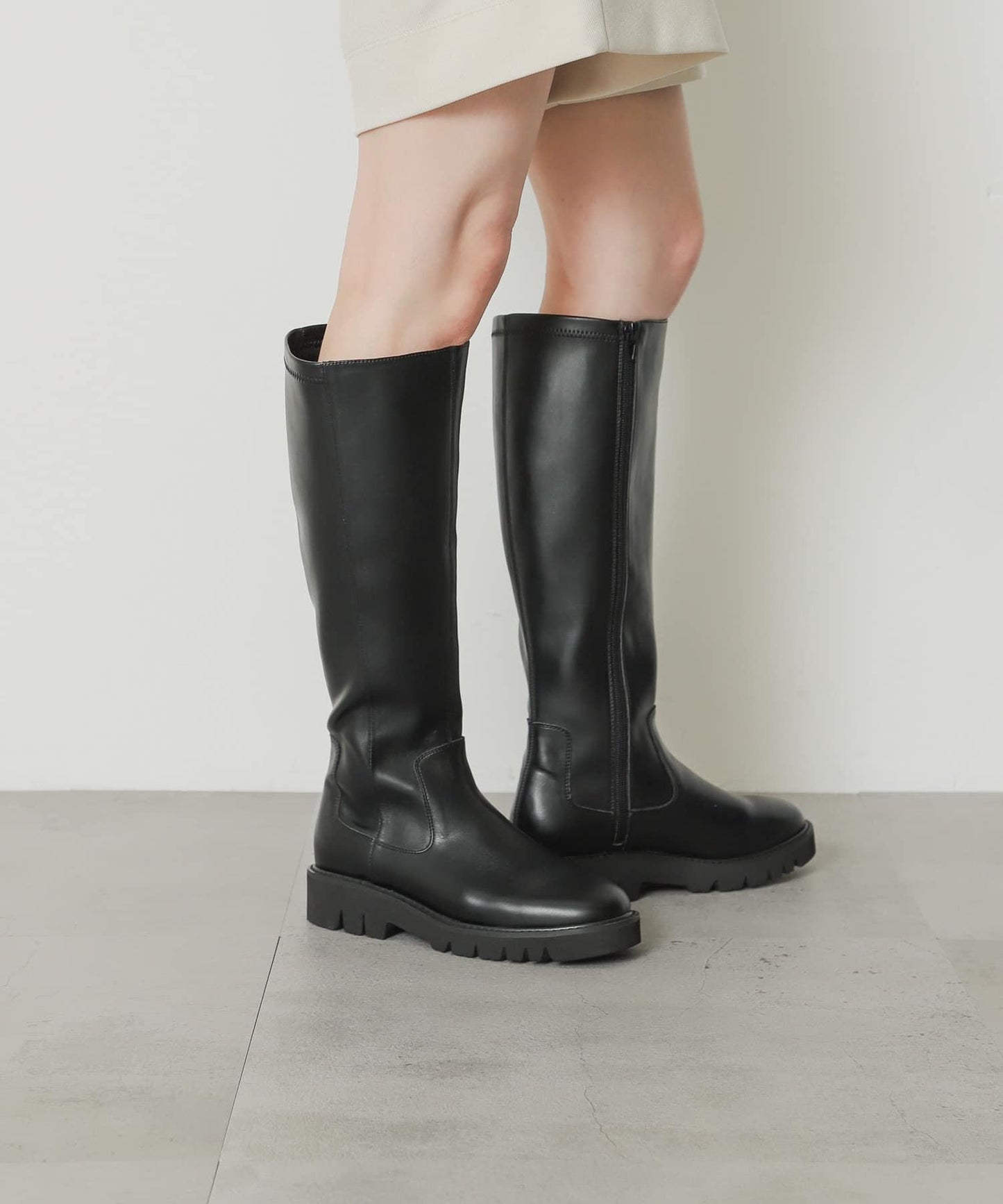 厚底長筒靴