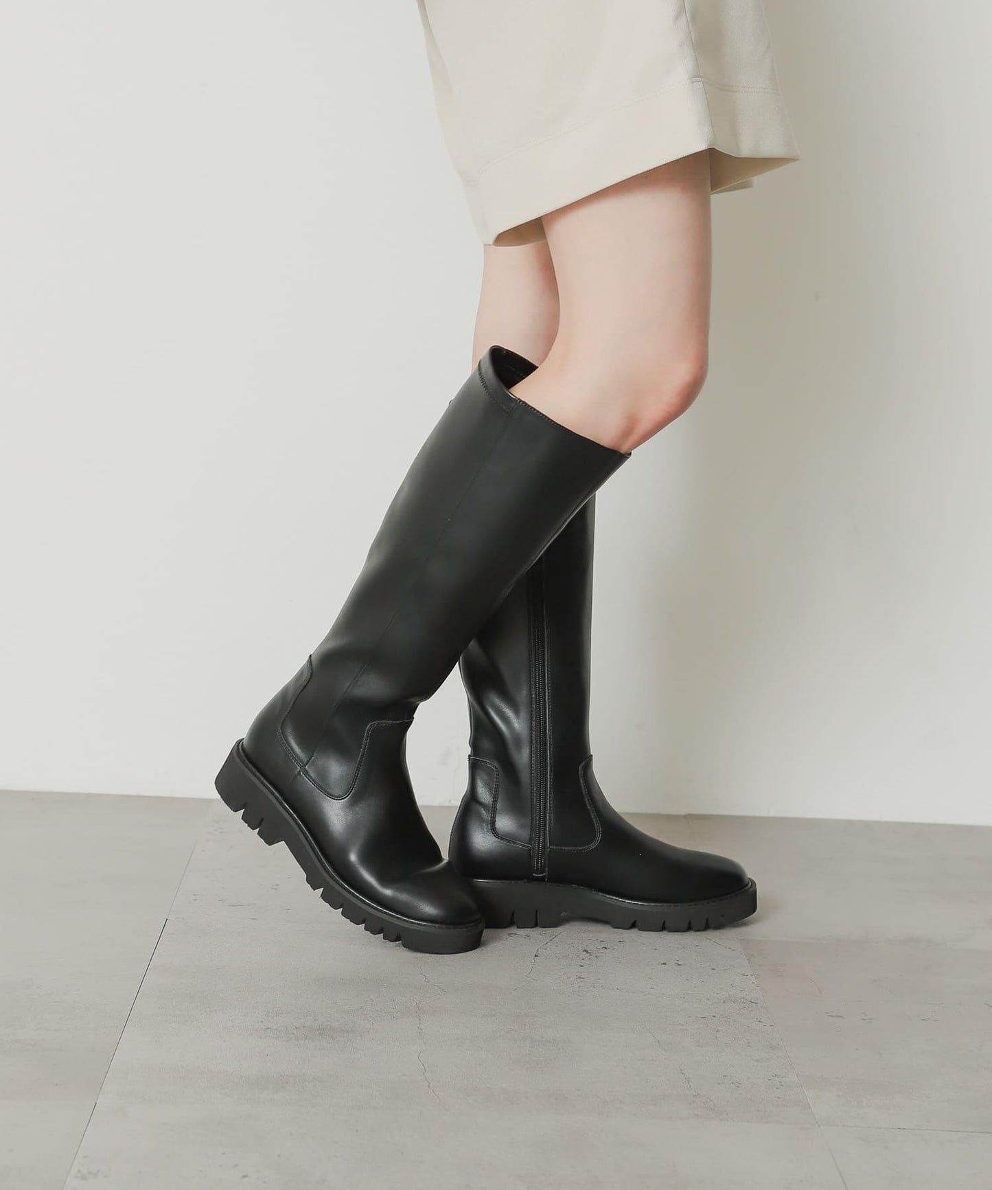 厚底長筒靴