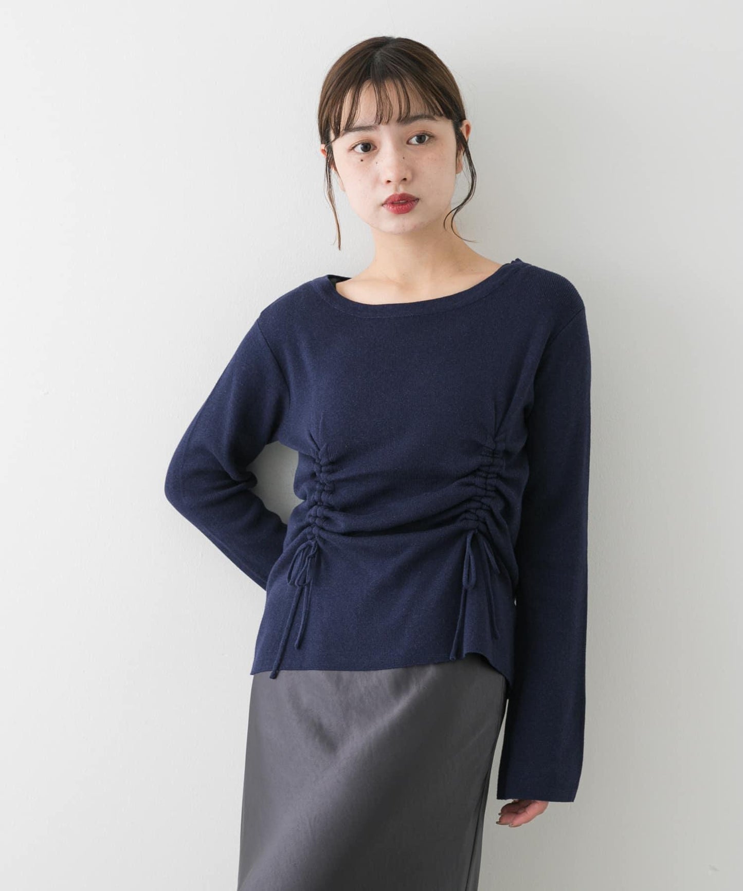 船領褶皺針織衫