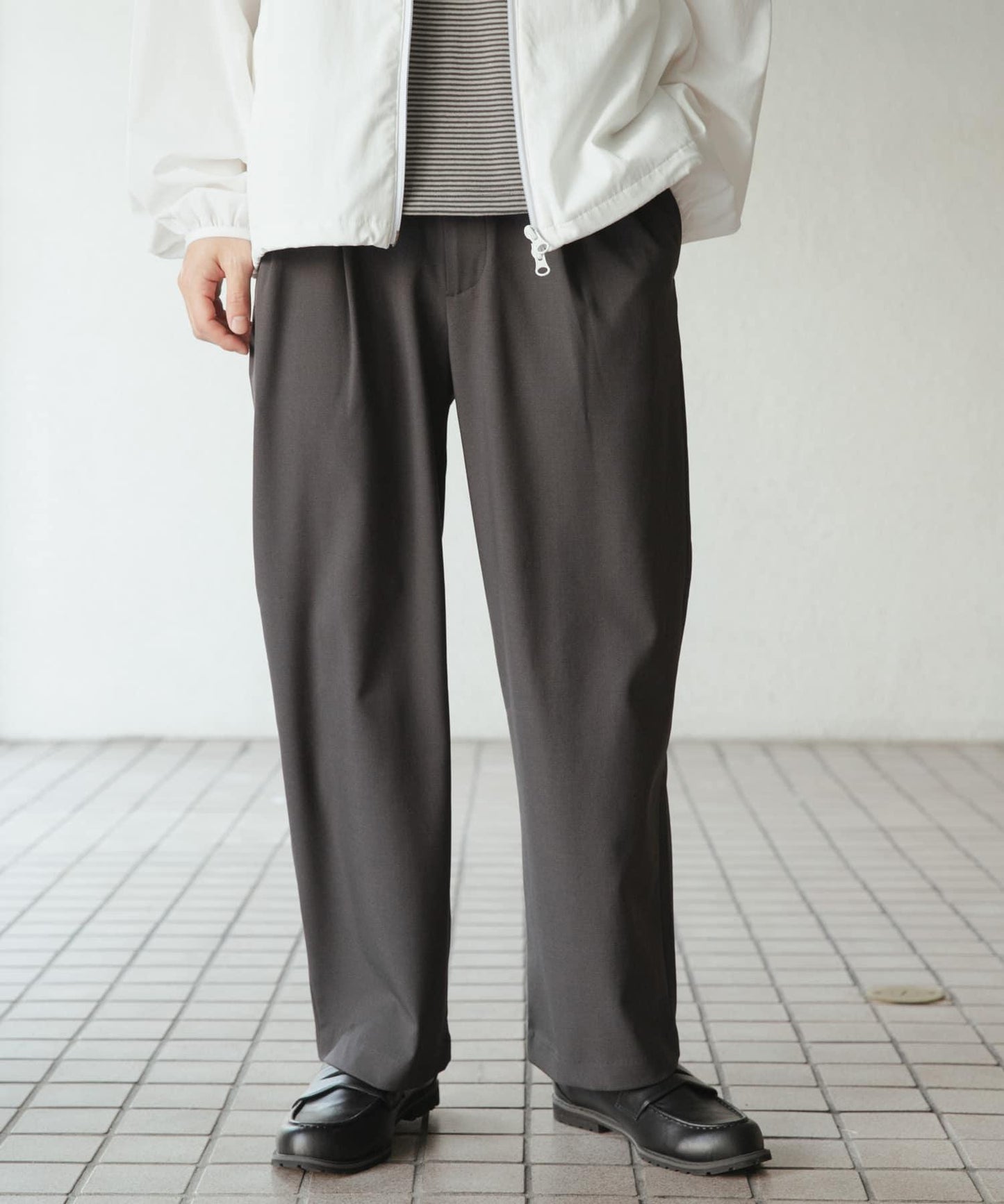 雙褶寬腿褲