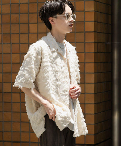 流蘇提花短袖襯衫