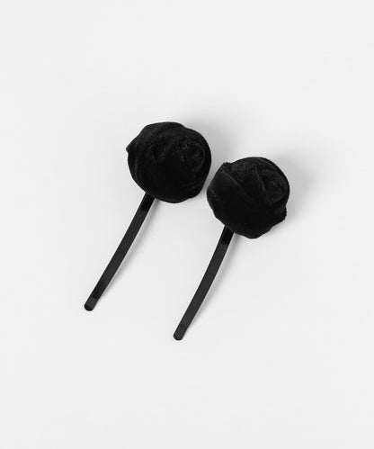 天鵝絨玫瑰花2件套髮夾