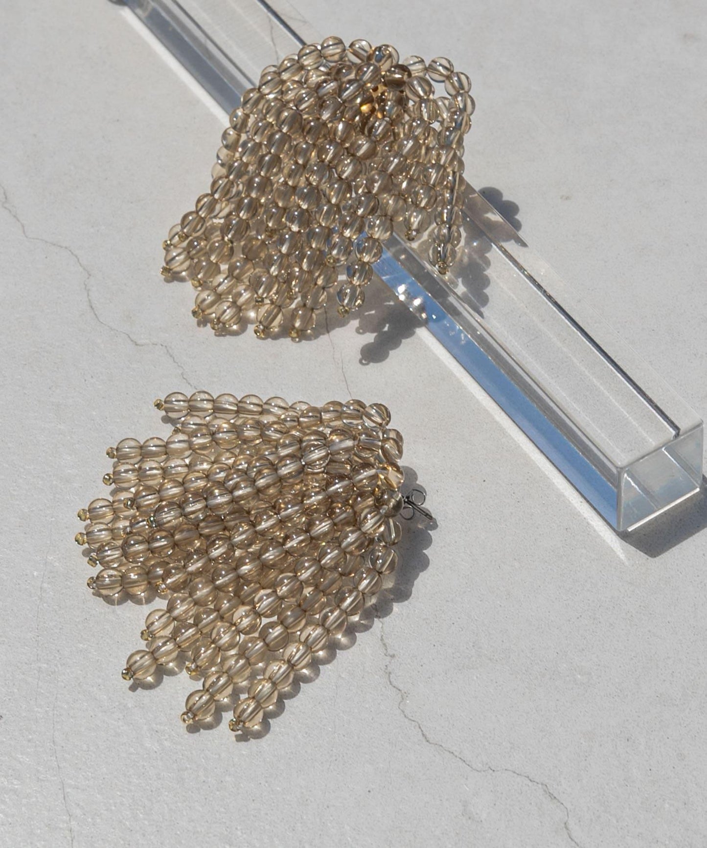 彩色珠子流蘇耳環