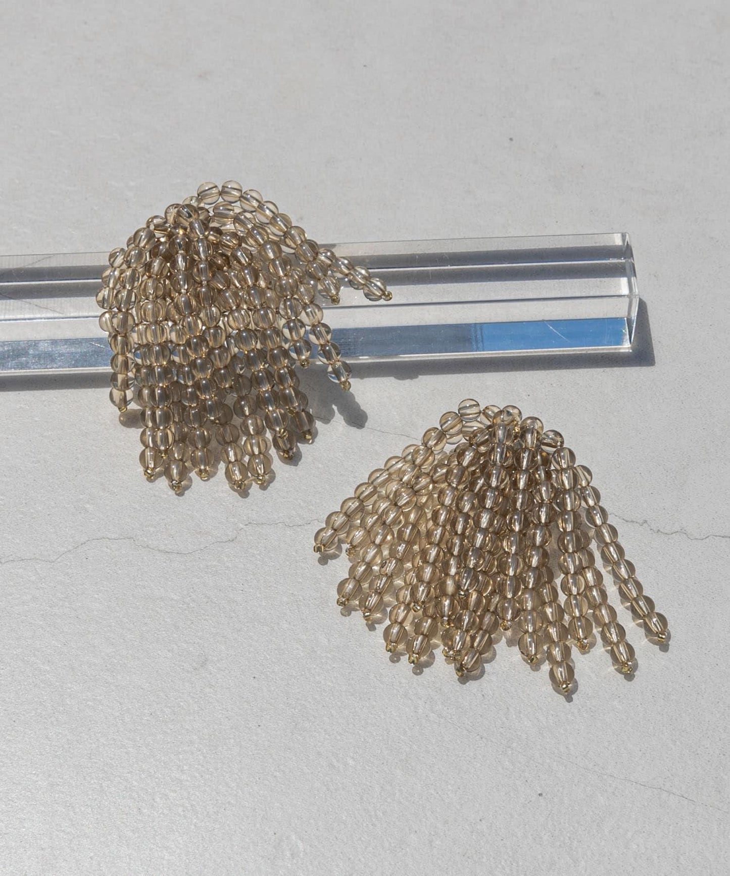 彩色珠子流蘇耳環