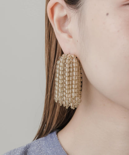 彩色珠子流蘇耳環