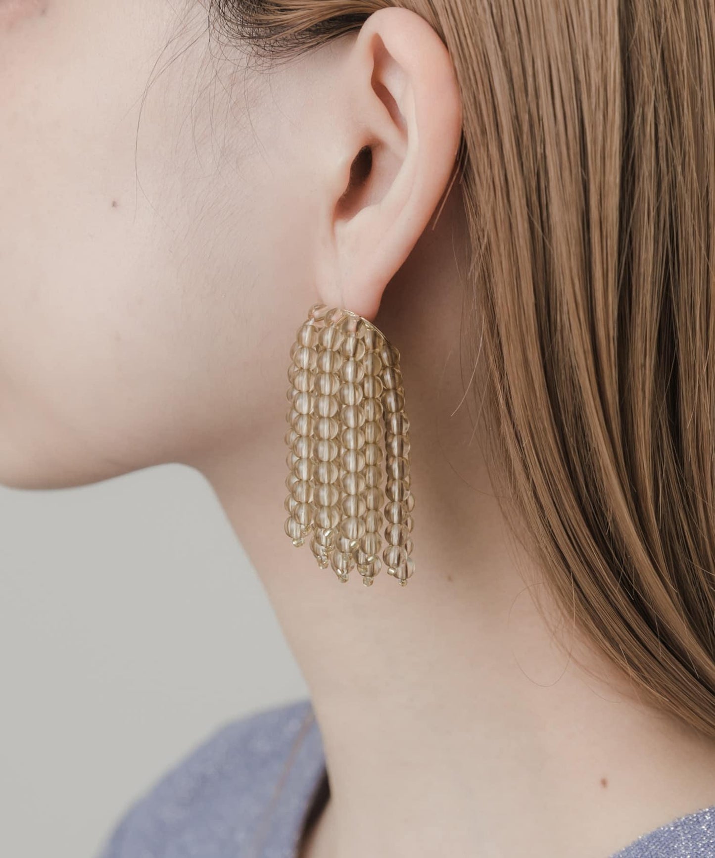 彩色珠子流蘇耳環