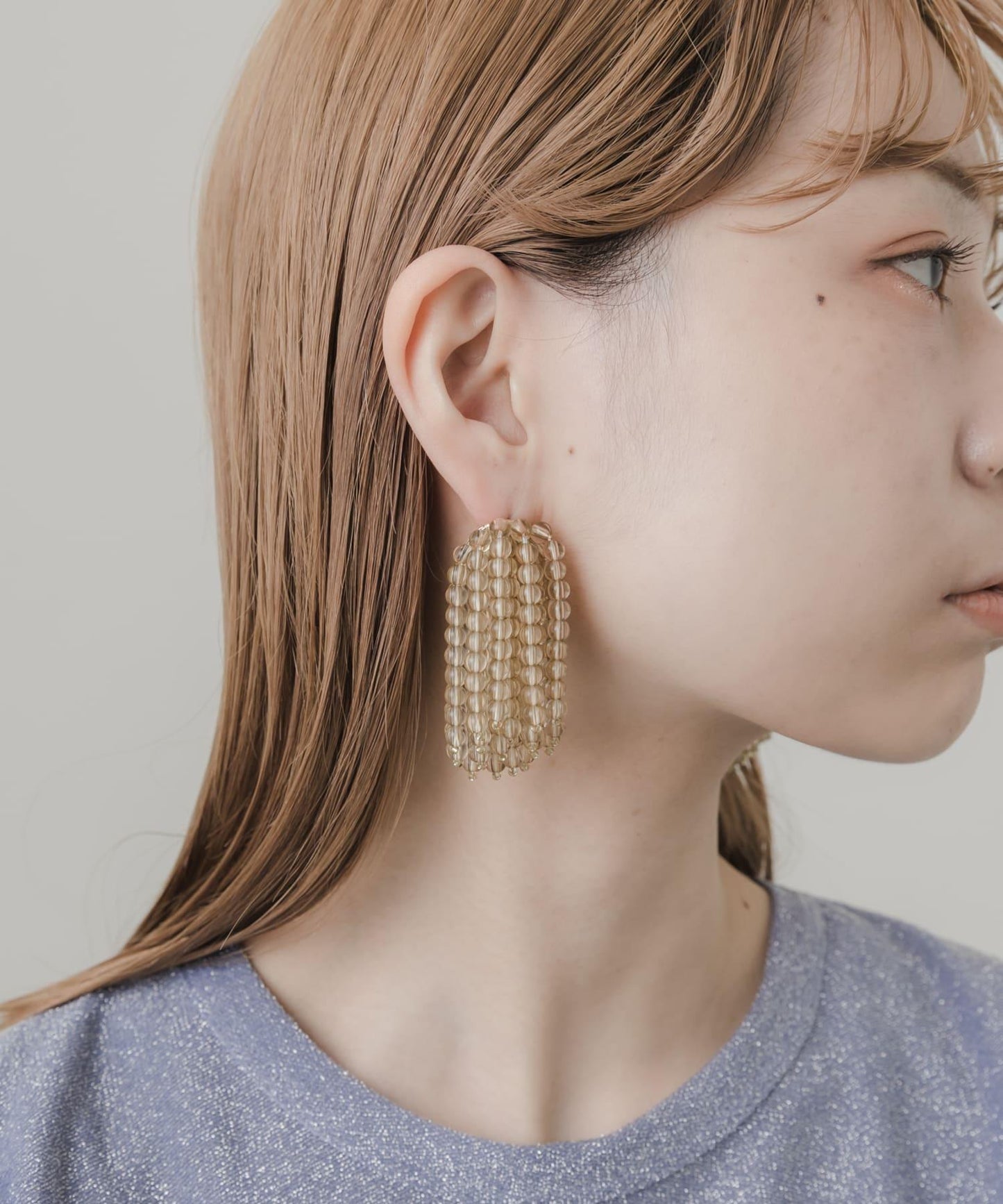 彩色珠子流蘇耳環