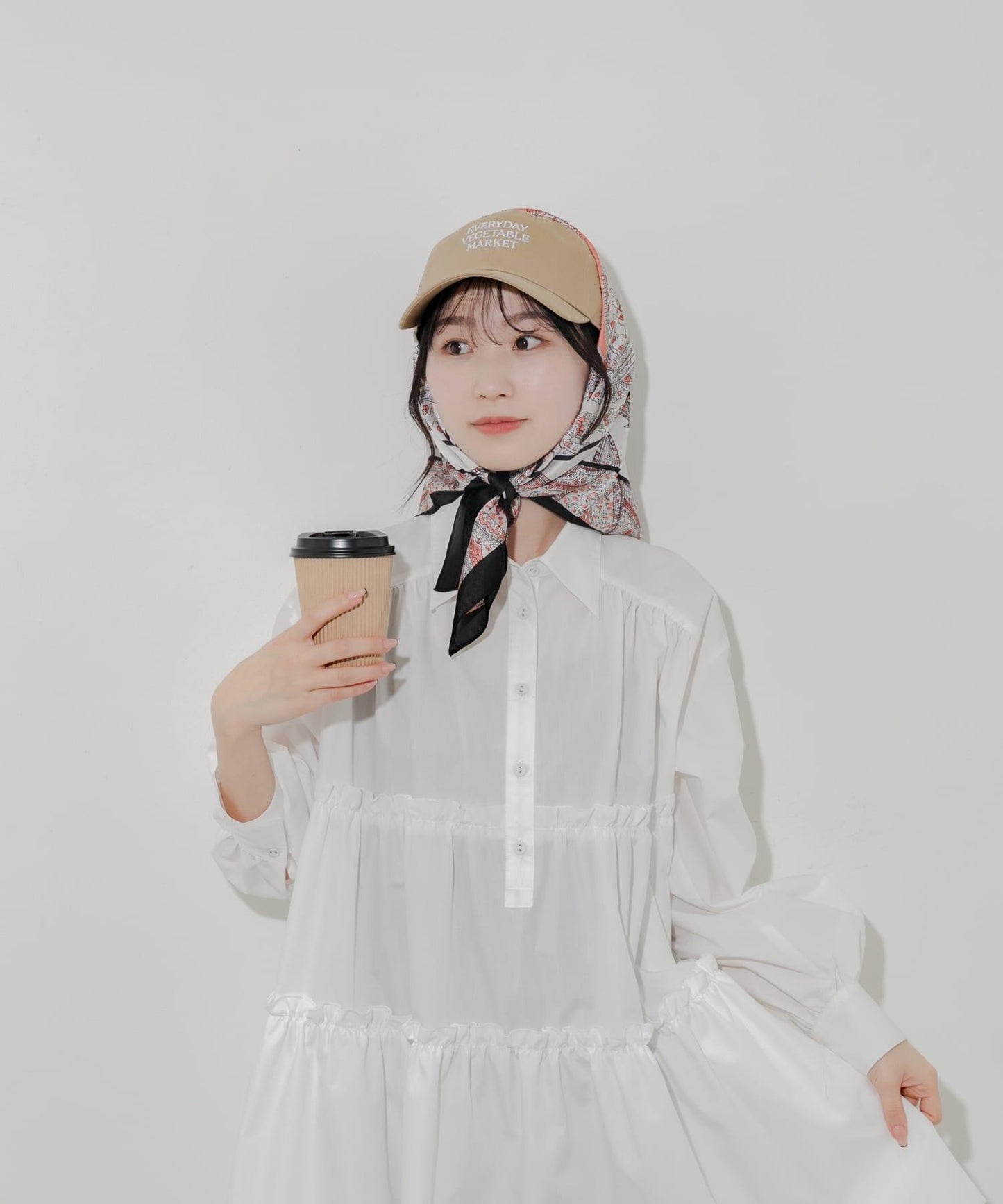 拼色圖案絲巾