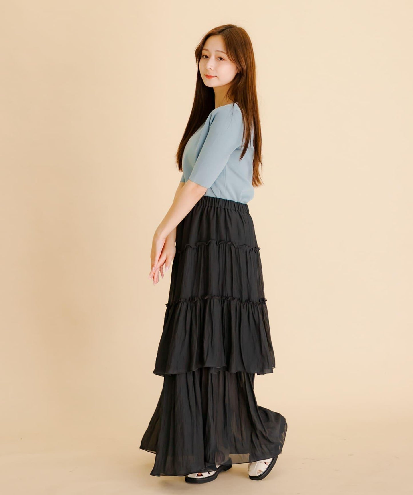 不規則層疊長裙