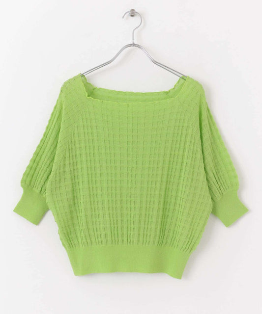 透視提花拼色針織上衣