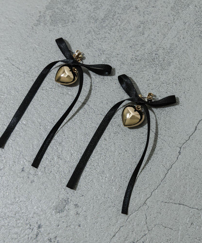 緞帶蝴蝶結愛心耳環