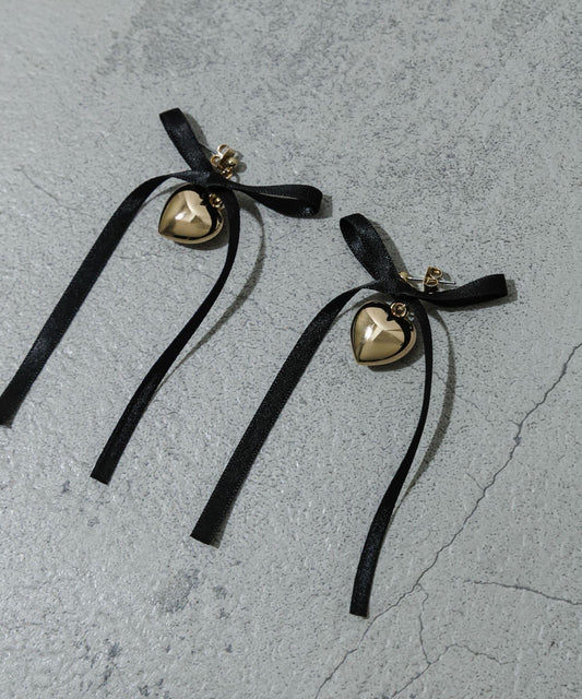 緞帶蝴蝶結愛心耳環