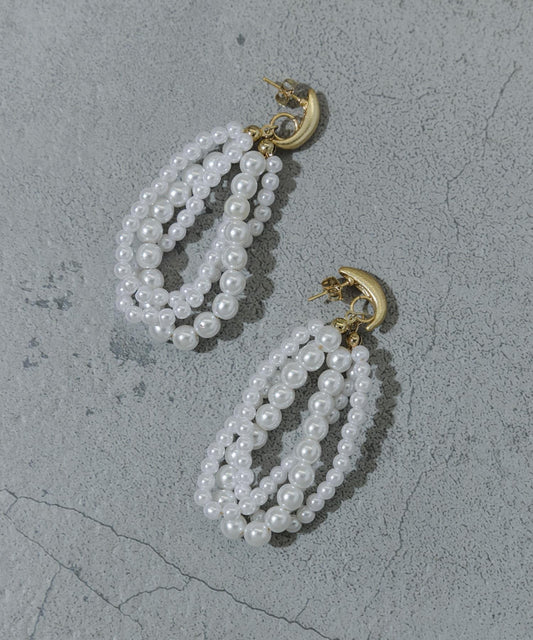 珍珠顆粒圓環耳環