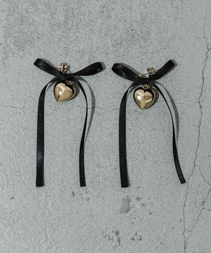 緞帶蝴蝶結愛心耳環