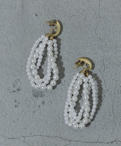 珍珠顆粒圓環耳環