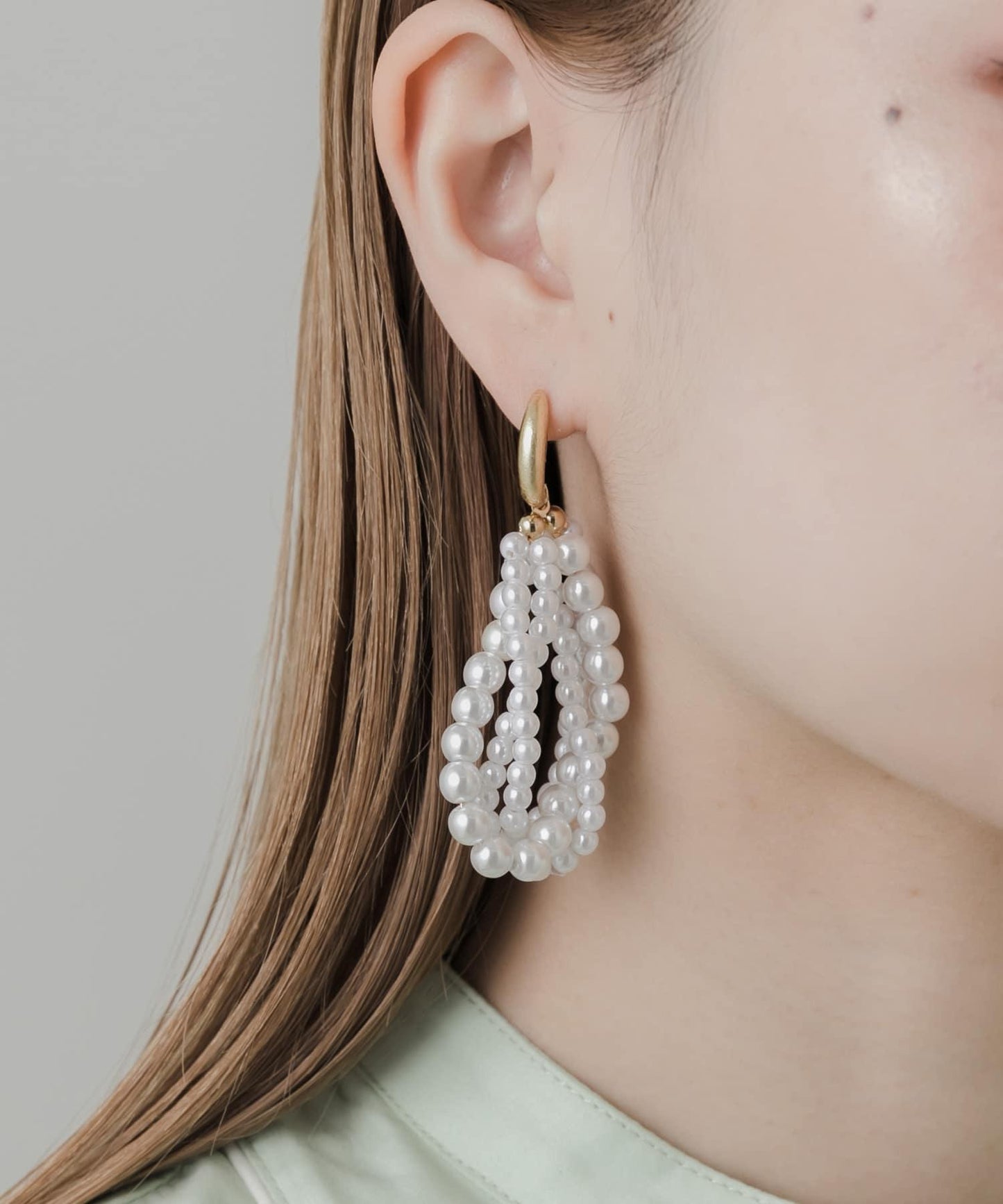 珍珠顆粒圓環耳環