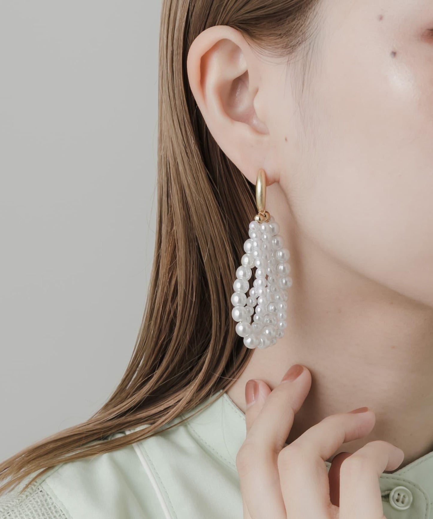 珍珠顆粒圓環耳環