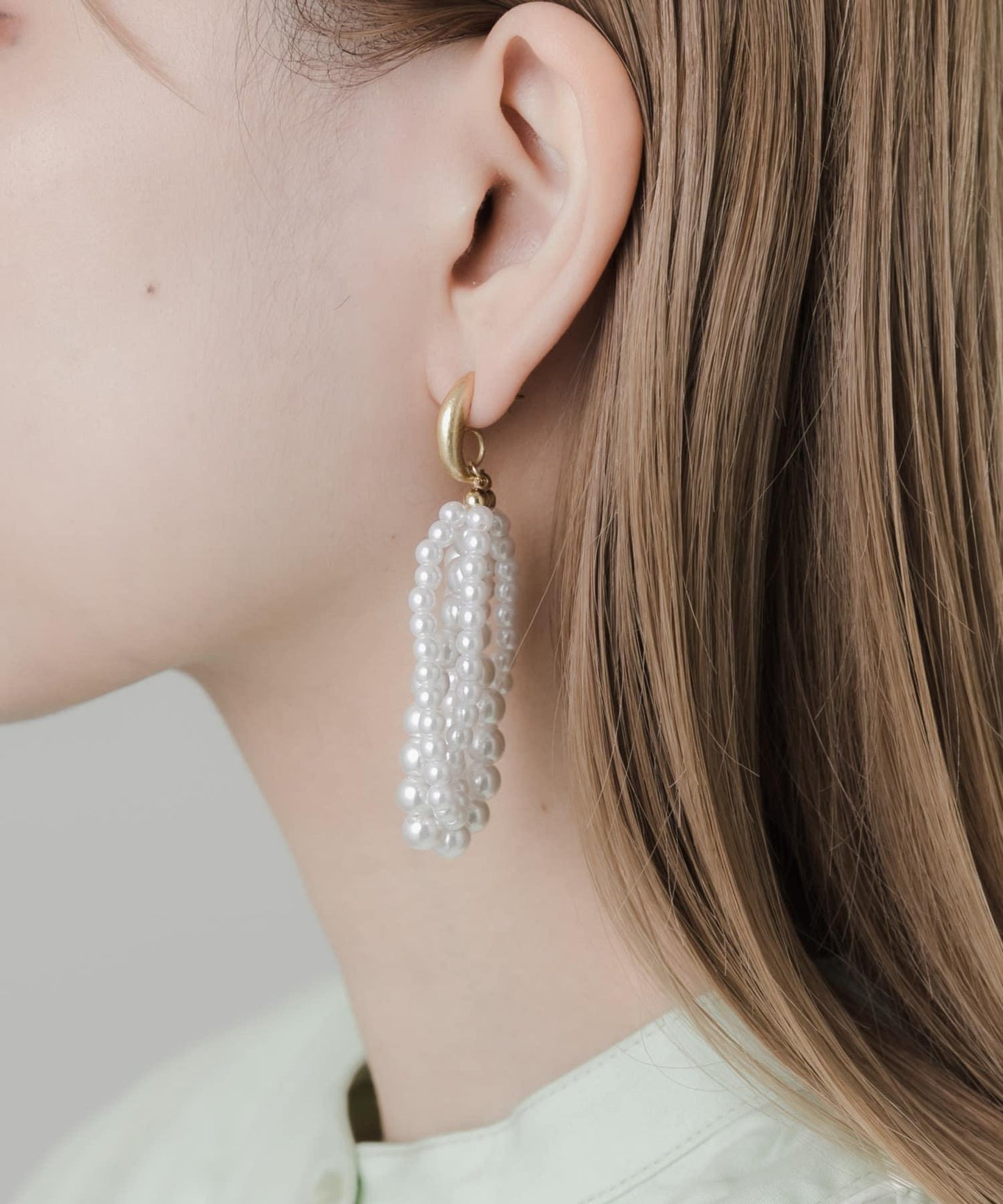 珍珠顆粒圓環耳環