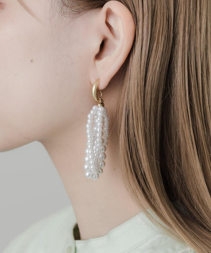 珍珠顆粒圓環耳環