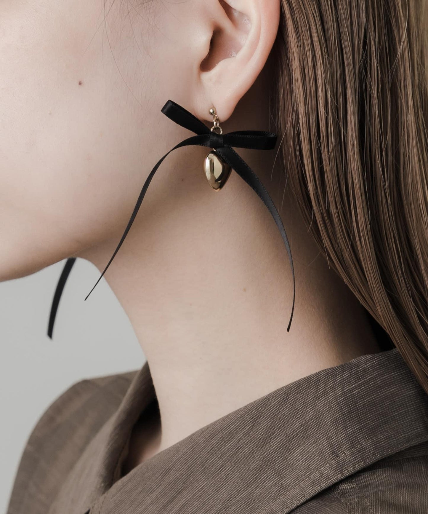 緞帶蝴蝶結愛心耳環