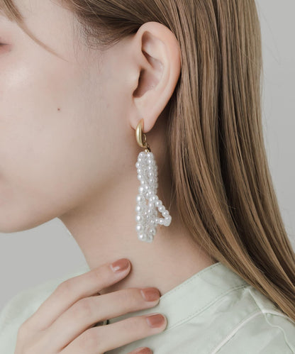 珍珠顆粒圓環耳環