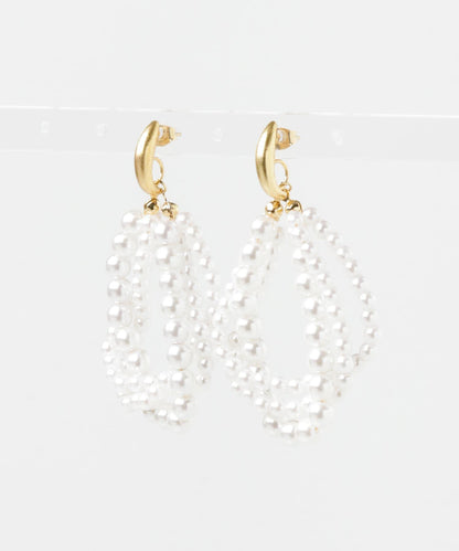 珍珠顆粒圓環耳環