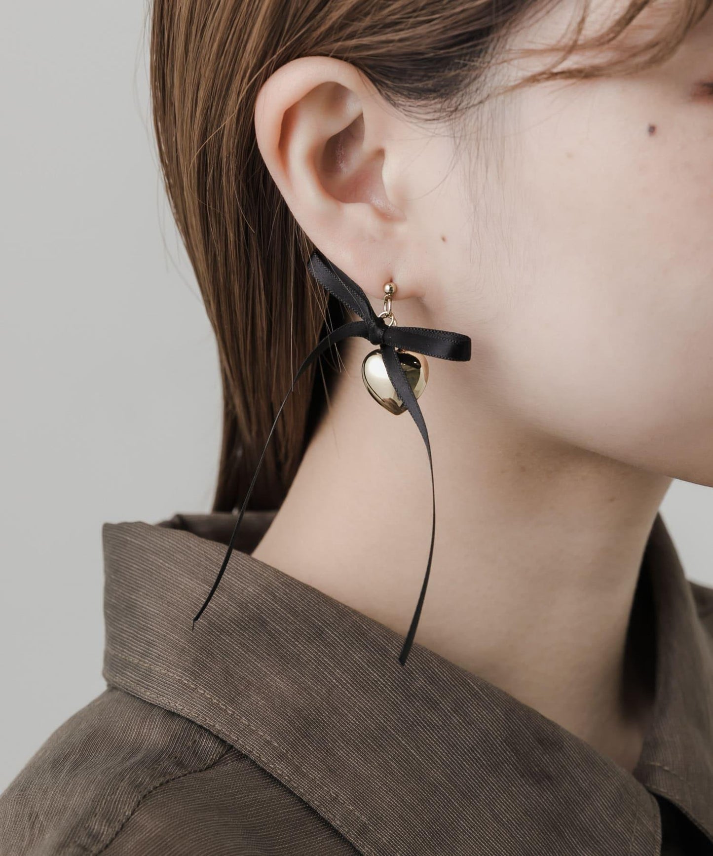 緞帶蝴蝶結愛心耳環