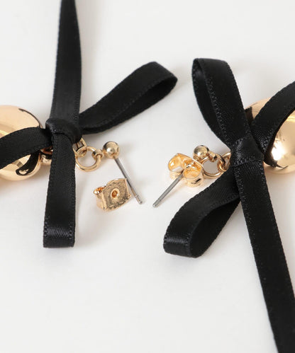 緞帶蝴蝶結愛心耳環