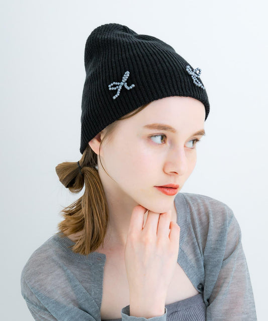 蝴蝶結針織帽