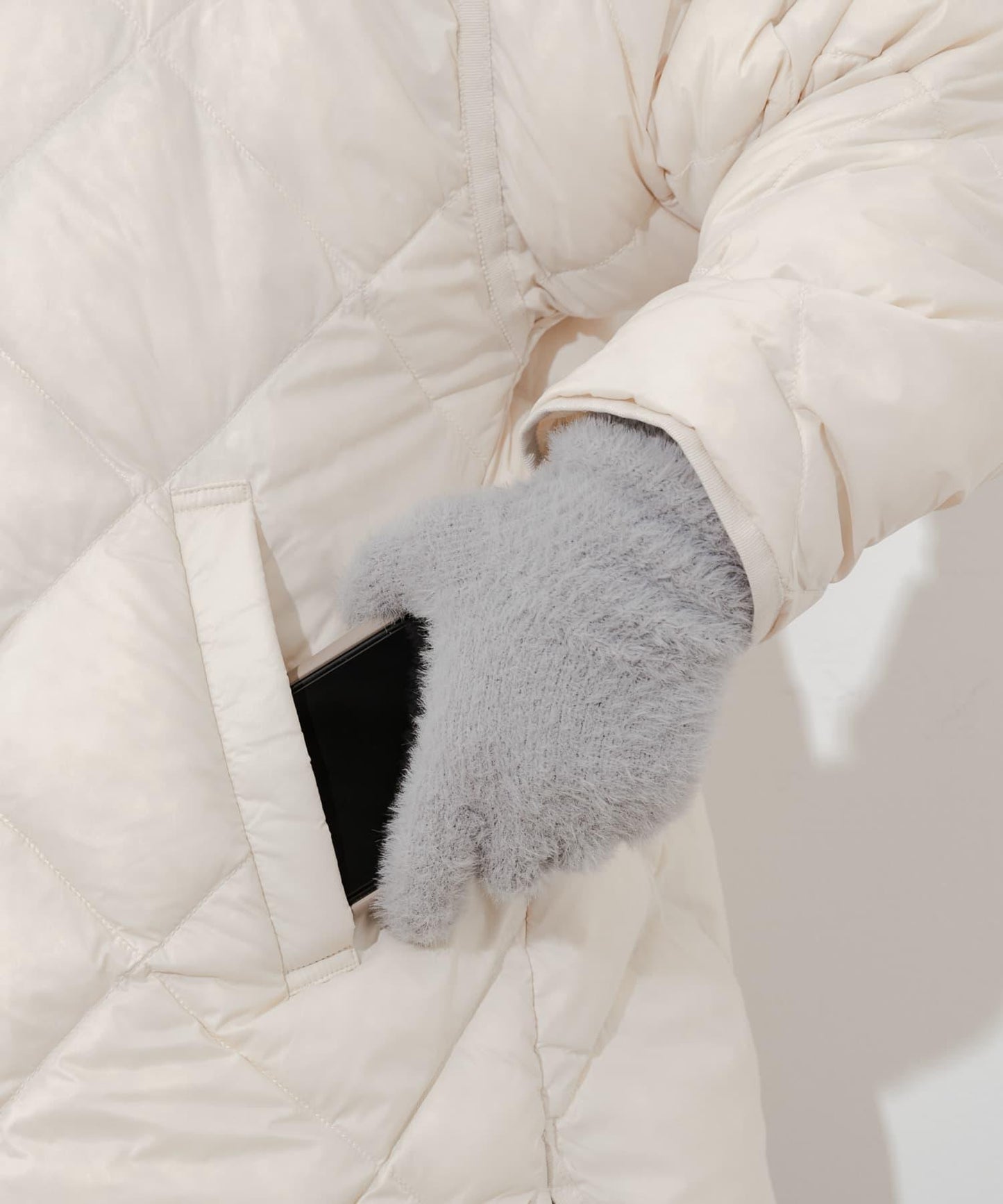 長款毛絨針織手套