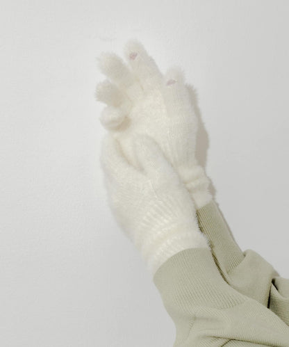 長款毛絨針織手套