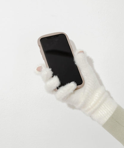 長款毛絨針織手套