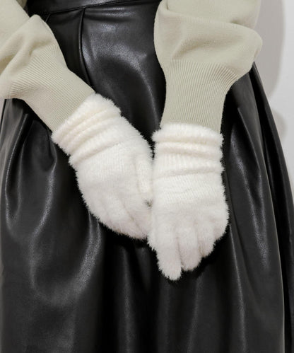 長款毛絨針織手套